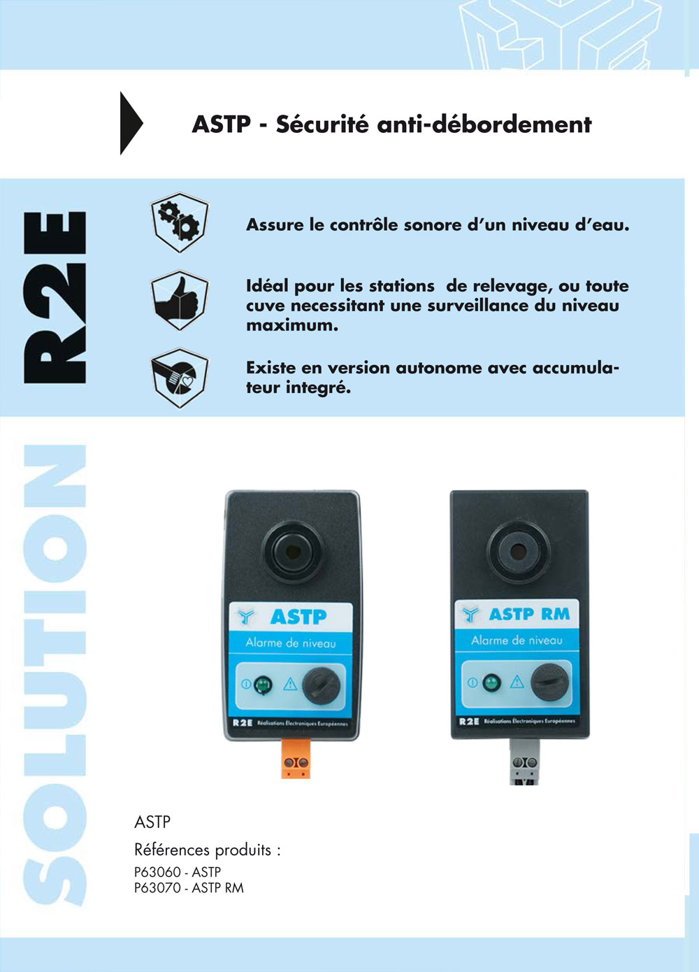 Brochure commercial de nos alarmes sonores, R2E